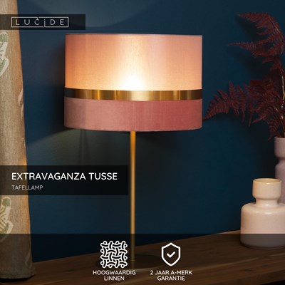 Lucide EXTRAVAGANZA TUSSE - Tafellamp - Ø 30 cm - 1xE14 - Roze